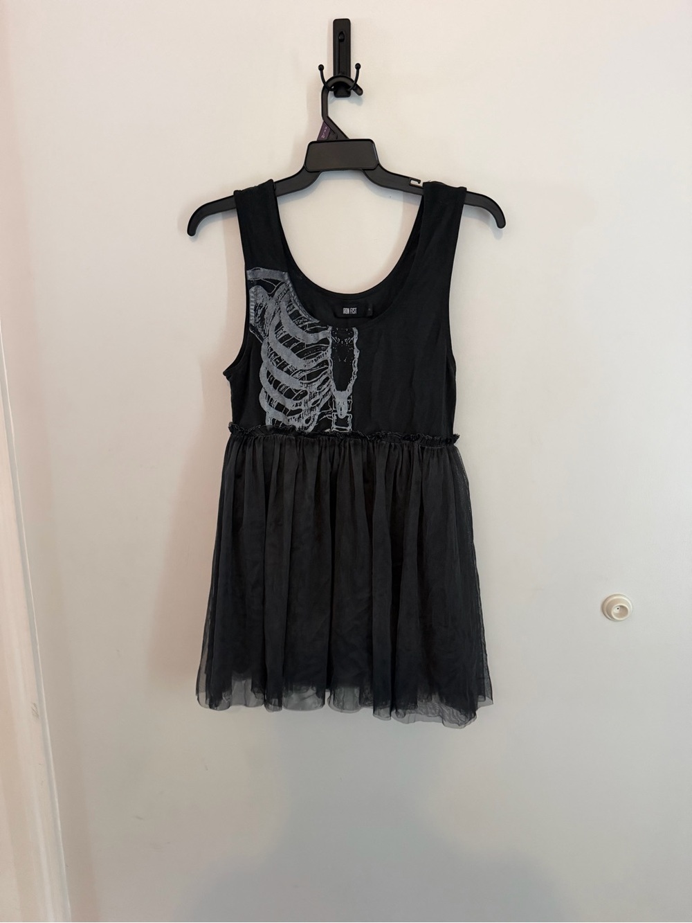 Iron Fist Black Tank Dress with Skeleton Print